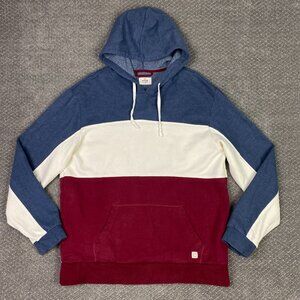 Marine Layer Hoodie Men's Large Medium Glaser Blue White Burgundy Red Sweatshirt